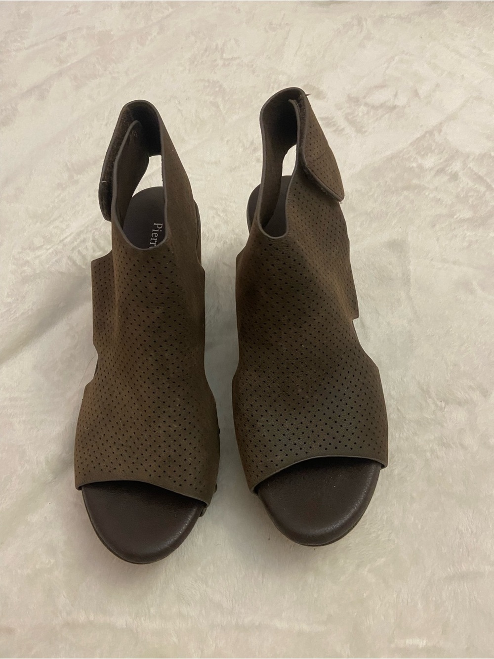 Pierre Dumas Chocolate Brown Perforated Open-Toe Women's Sandals